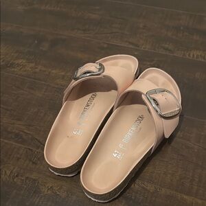 Birkenstock Pink Sandals with Wide Strap and Contoured Footbed